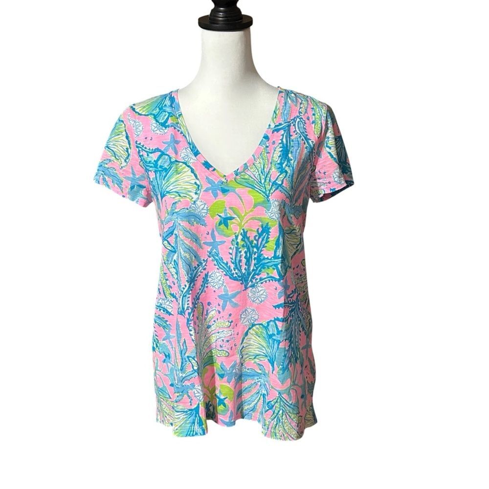 Lilly NWT Etta V-Neck top - Prosecco Pink Seaing Things Sz Small